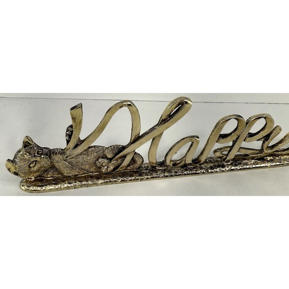 Vintage 1993 Metzke Pewter Gold-Tone "Happy Holidays" Cat Kitten Decor USA - Picture 2 of 10
